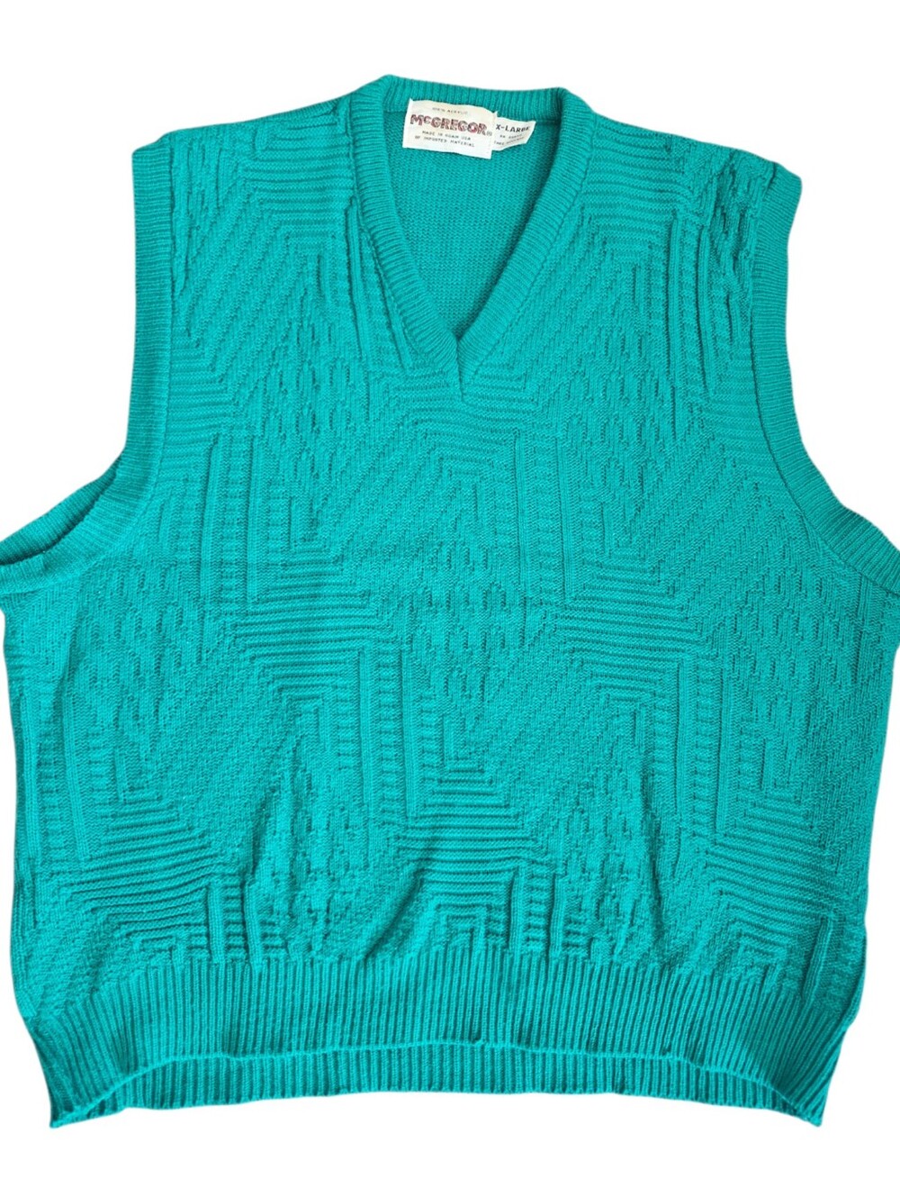 Vintage 50S 60S Mens XL McGregor Green Pullover Sweater Vest Grandpa Preppy